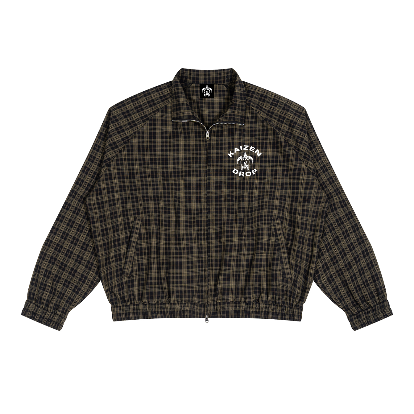 [Turtle Crew] Unisex Plaid Full-Zip Track Jacket