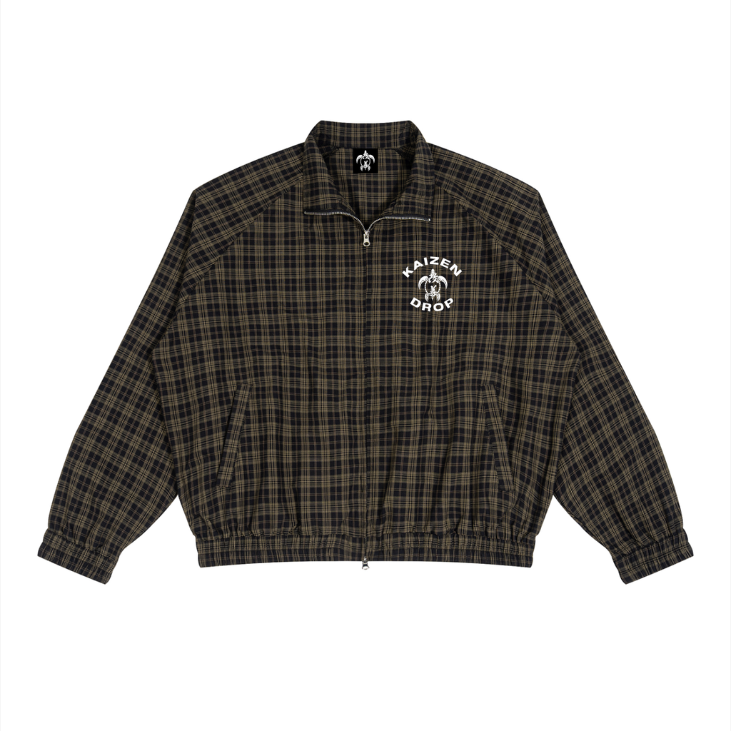 [Turtle Crew] Unisex Plaid Full-Zip Track Jacket
