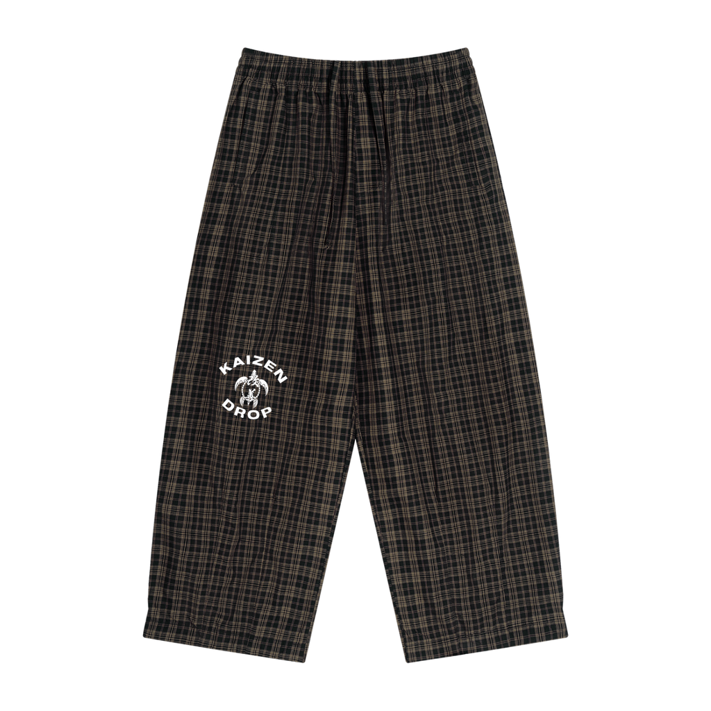 [Turtle Crew] Unisex Plaid Wide Leg Pants
