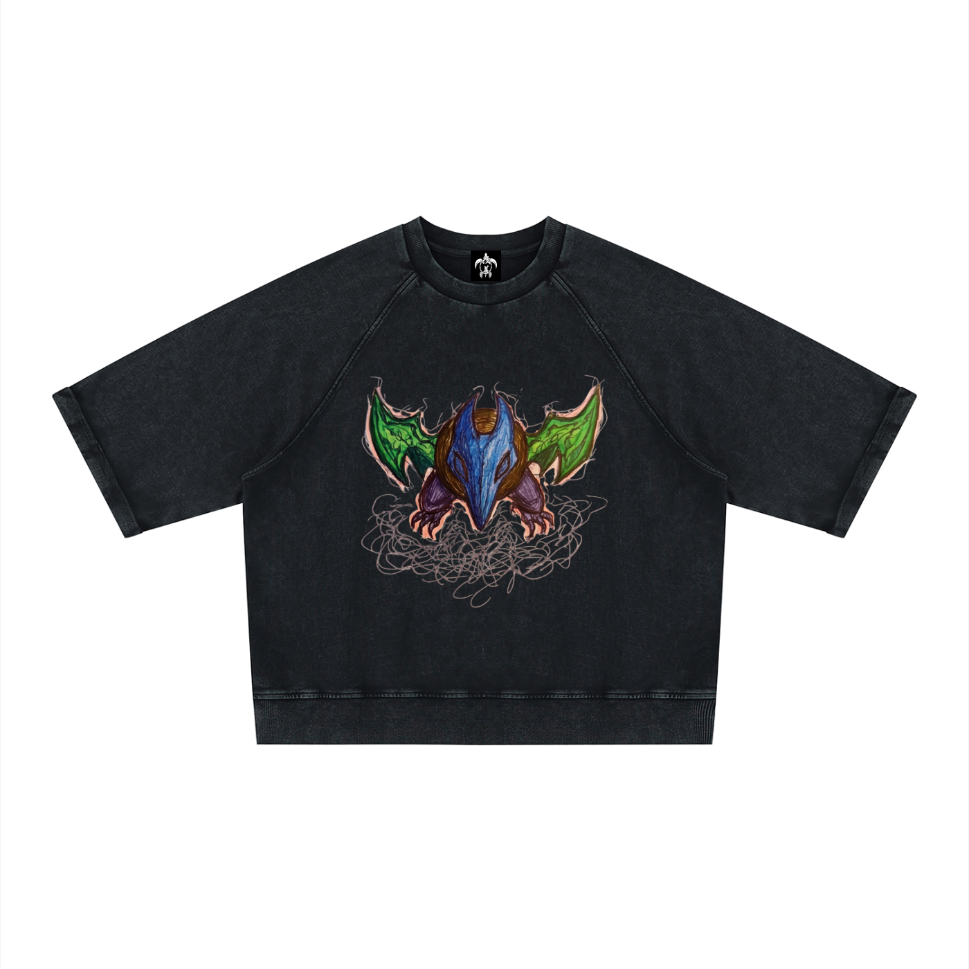 'Spatial Gargoyle' Boxy Short Sleeve Sweatshirt