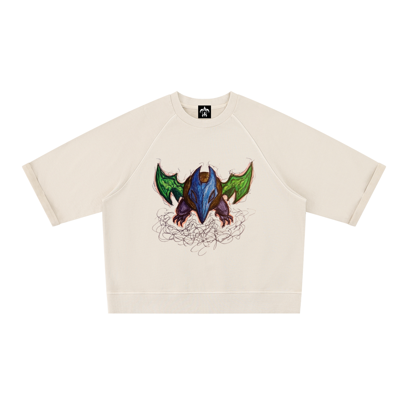 'Spatial Gargoyle' Boxy Short Sleeve Sweatshirt